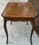 Great looking antique leather top walnut game table for 2. The leather is outlined with decorative nail heads for a really...