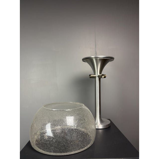 Silver Large Mid-Century Modern Space Age Glass Mushroom Table Lamp from Temde Leuchten, 1960s For Sale - Image 8 of 13