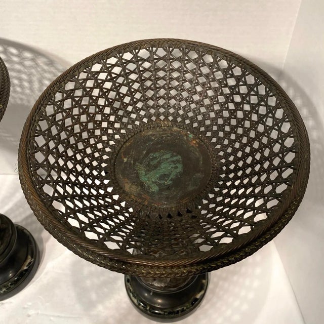 Late 19th Century French 19th Century Bronze Corbeilles Depicting Cupids - A Pair For Sale - Image 5 of 13