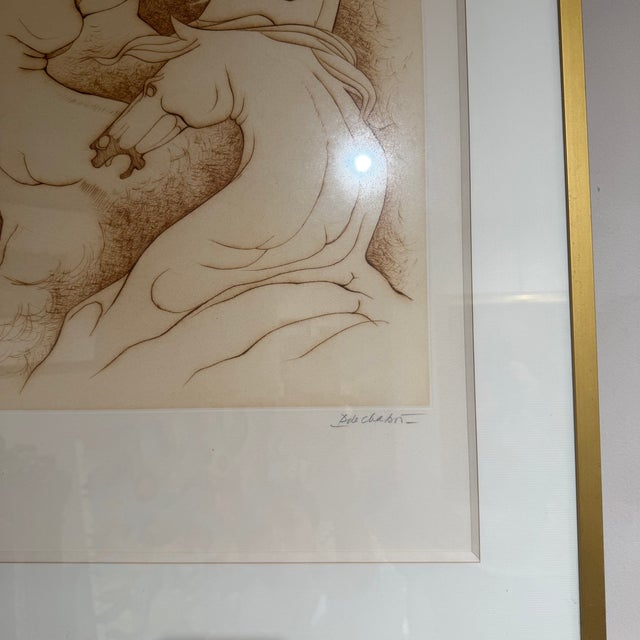 Beige Paul De Chabot, Horses 16/100, 1960s, Etching For Sale - Image 8 of 12