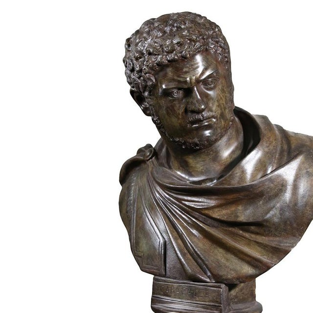 Traditional Bust of Emperor Caracalla, Bronze For Sale - Image 3 of 4