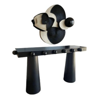 Dot Modern Black Console Table With Sculptural Ball Design For Sale