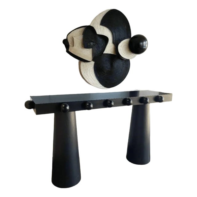 Dot Modern Black Console Table With Sculptural Ball Design For Sale