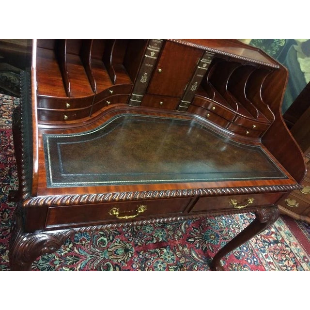 1990s Vintage Mahogany Secretary Desk, Open Secretary Desk For Sale - Image 5 of 13