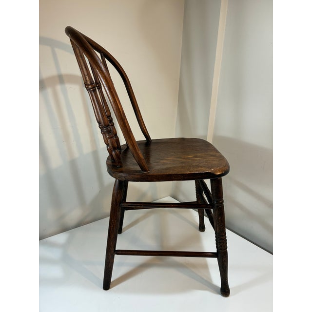 Antique Windsor Hoop Back Chair - Original Finish & Label - S Bent - Massachusetts For Sale - Image 4 of 8