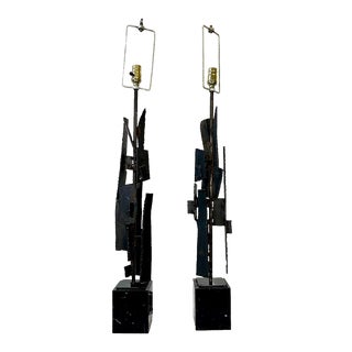 Pair of Brutalist Table Lamps, Attributed to Harry Balmer, 1960's For Sale