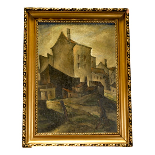 City View Berlin Street, 1925, Oil on Cardboard, Framed For Sale
