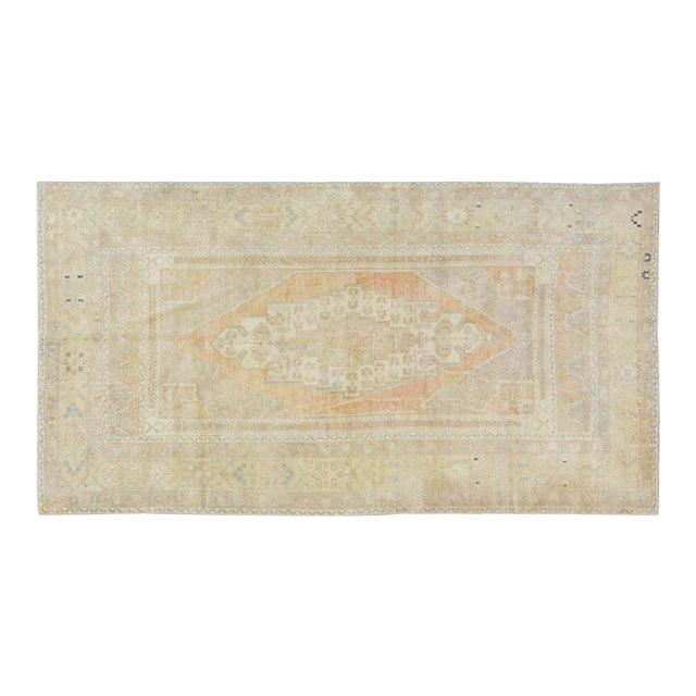 Vintage Turkish Oushak Hand Knotted Wool Rug, 4'5''x8'3'' For Sale