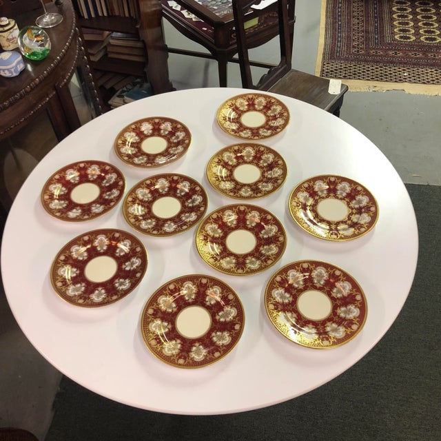 Circa 1902 Copeland Gold and Red Decorative Plates- Set of 10 For Sale - Image 9 of 9