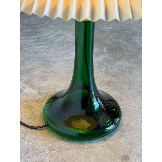Green 1960s Mid-Century Modern Green Glass Table Lamp With Le Klint Shade Danish For Sale - Image 8 of 9