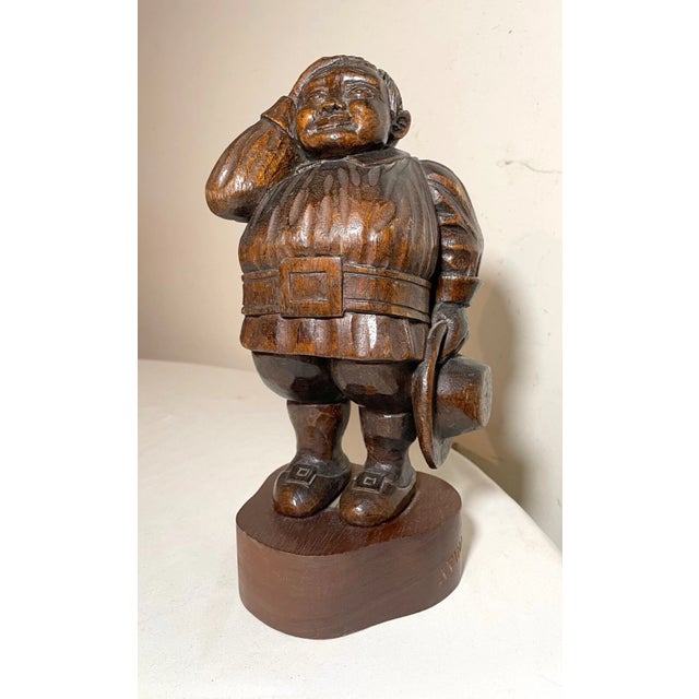 Up for sale is a wonderful antique hand carved wooden Folk Art figural pilgrim sculpture. It's nicely carved by hand out...