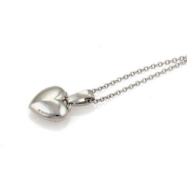 Tiffany and Co. Tiffany & Co. French Pave Diamond Platinum Heart Pendant Necklace For Sale - Image 4 of 7