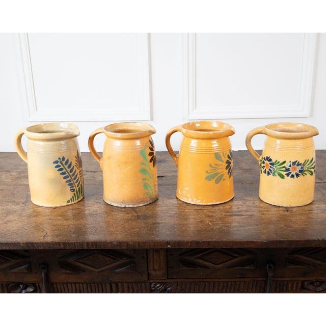 French 19th Century French Terracotta Pottery Pitchers With Floral Décor For Sale - Image 3 of 9