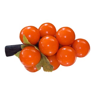 1960s Mid-Century Modern Bright Orange Lucite Grape Cluster" For Sale