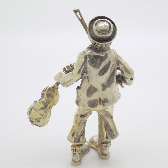 Vintage Italian Handmade Silver Circus Violinist Figurine from Angini, Arezzo, Tuscany, Italy, 1970s For Sale - Image 4 of 14