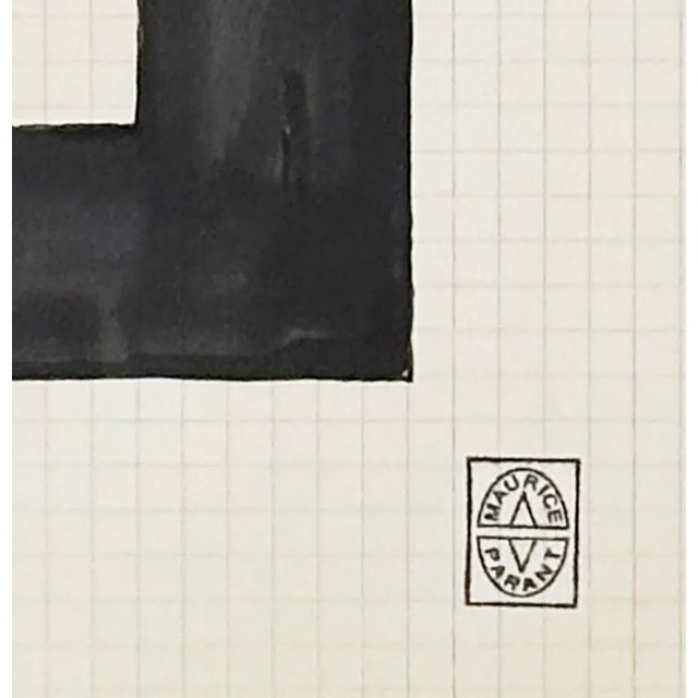 Mid-Century Modern Mid 20th Century Mid-Century Modern Vintage French Abstract Marker Drawing on Paper, Signed by French Artist Maurice Parant For Sale - Image 3 of 3