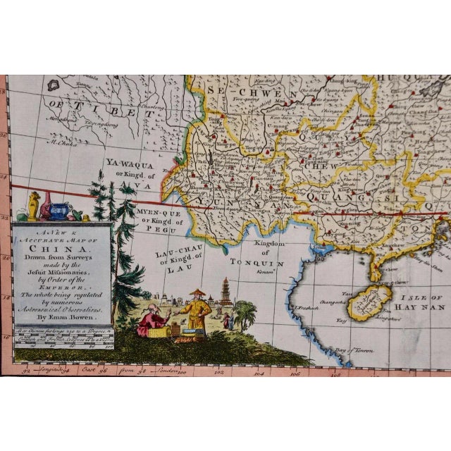 This is an original 18th century hand-colored map entitled "A New & Accurate Map of China, Drawn from Surveys made by the...