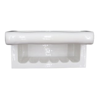 Reclaimed White Ceramic Bathroom Soap Dish With Handle For Sale