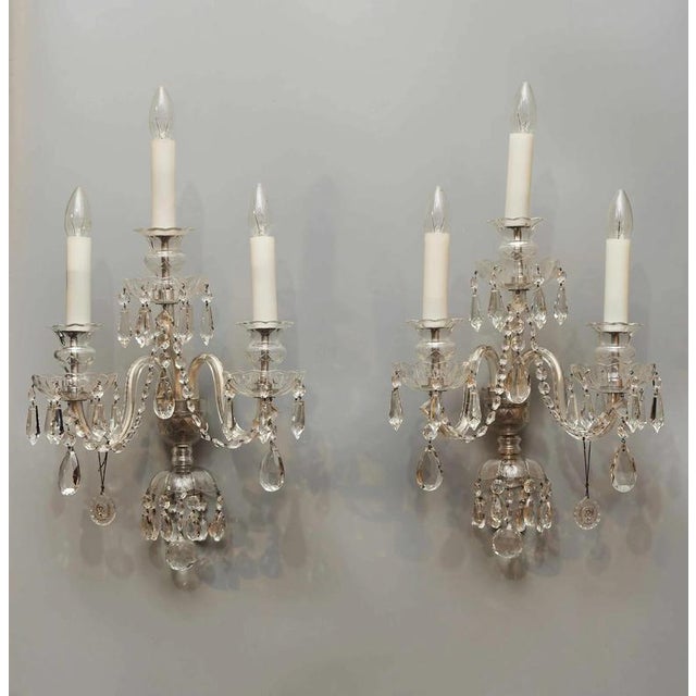 Theresian Wall Lamps with Crystal Trimmings, Set of 2 For Sale - Image 3 of 11