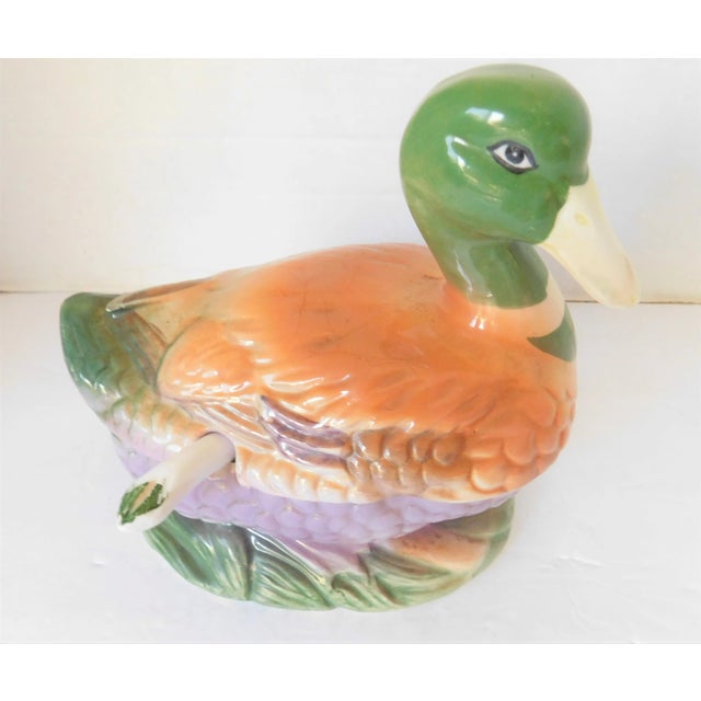 Vintage Ceramic Duck Appetizer, Sauce Casserole With Matching Ceramic Spoon For Sale - Image 12 of 12
