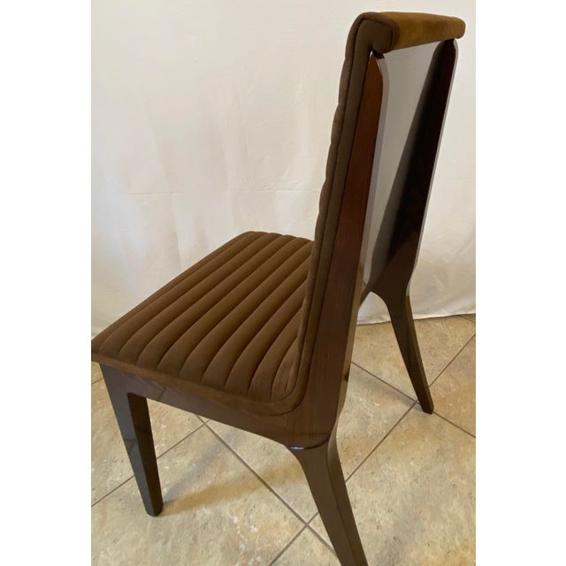 Brown Set of 6 Art Deco Style Dining Chairs, Upholstered Dining Chairs For Sale - Image 8 of 10