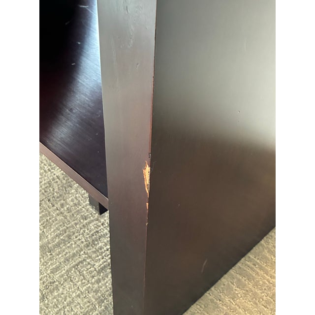 Brown Late 20th Century Barbara Barry for Baker Dark Mahogany Modern Side Table / Nightstand With Pull-Out Shelf For Sale - Image 8 of 10