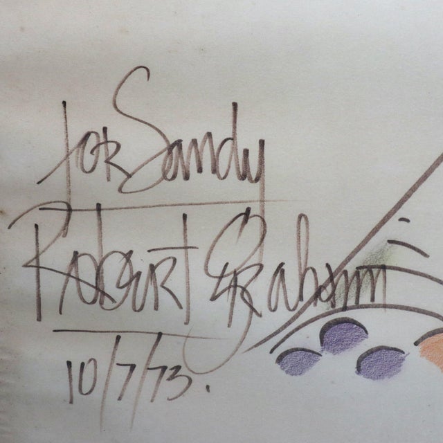 1970s 1973 Signed Robert Graham Framed Portrait Drawing of a Lady For Sale - Image 5 of 8