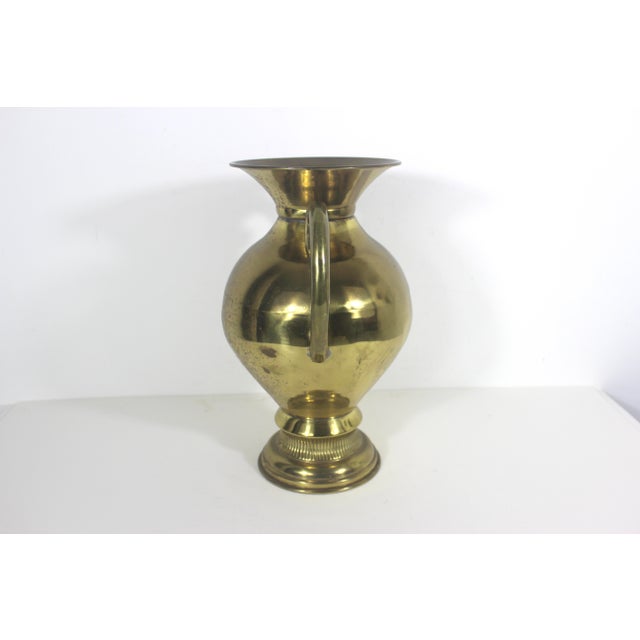 Mid 20th Century Vintage Large Brass Vase With Handles For Sale - Image 5 of 11