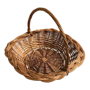 Vintage Mid-20th Century Braided Gathering Basket