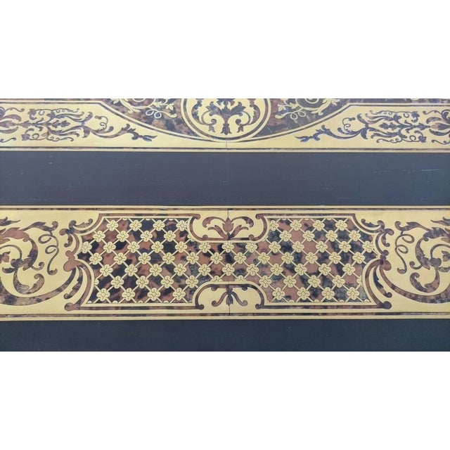 Metal Vintage Ebonised Cut Brass Boulle Dining Conference Table For Sale - Image 7 of 18