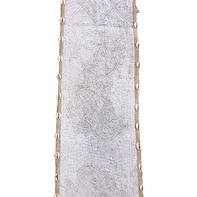 White Vintage African Yoruba Tribe Beaded King Belt Sash 65" H Wall Hanging For Sale - Image 8 of 9
