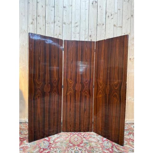 Art Deco Folding Screen in Walnut Veneer For Sale - Image 4 of 8