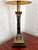 Hollywood Regency Mid 20th Century Neoclassical Black and Gold Corinthian Column Lamp With Hand Painted Florals and Pleated Shade For Sale - Image 3 of 9