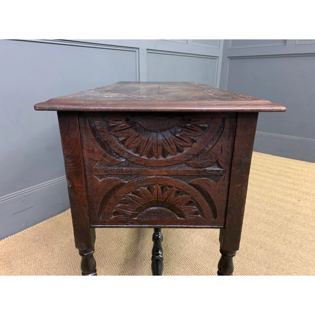 Wood Carved Oak Side Table, 1880 For Sale - Image 7 of 12