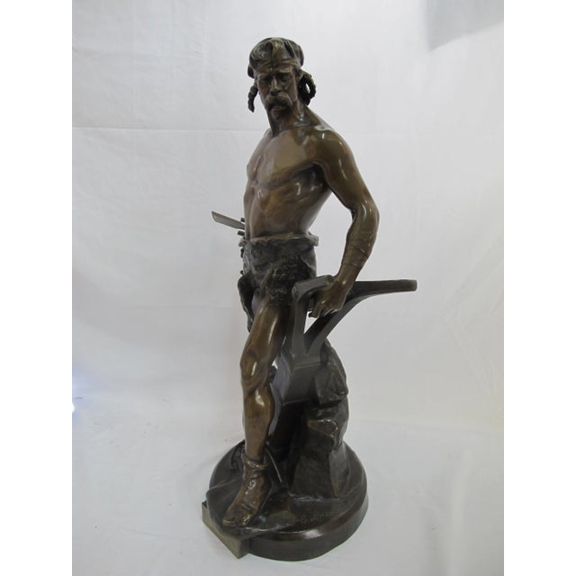 Emile Andre Boisseau (France 1842 -1923) large patinated bronze figural statue titled 'Ense et Aratro'. Inscribed...