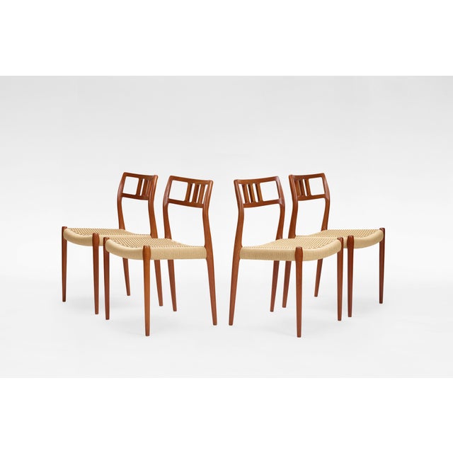 Vintage Model 79 Dining Chairs in Teak and Paper Cord by Niels Otto Møller for J.L. Møller Mobelfabrik, 1960s, Set of 4 For Sale - Image 6 of 6