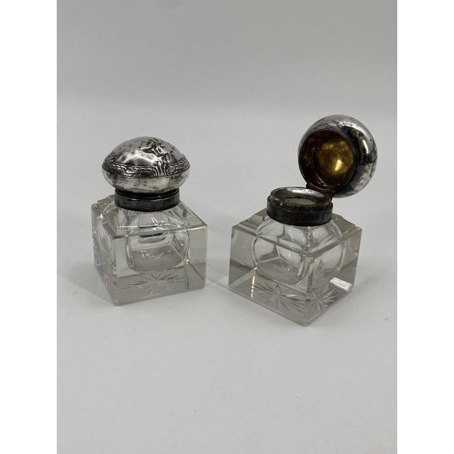 Art Nouveau Ink Barrel in Crystal Glass and 800 Silver by Wilhelm Theodor Binder, 1890s, Set of 2 For Sale - Image 14 of 18