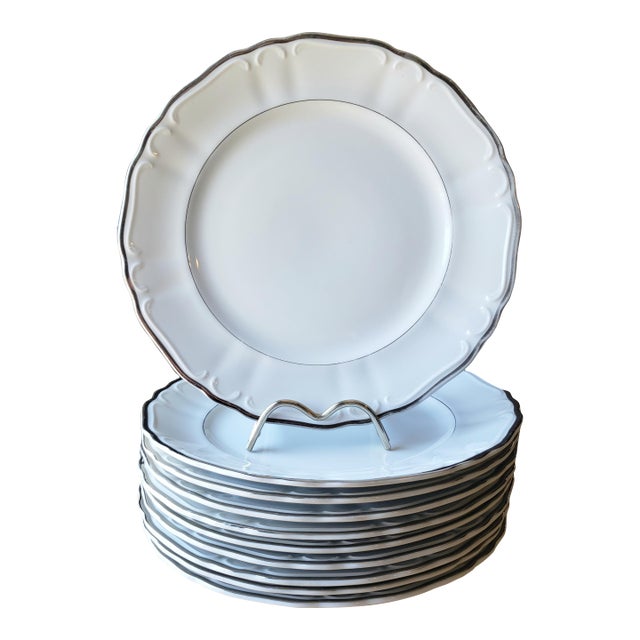 1960s Mid-Century Harmony House "Silver Sonata" Scalloped Dinner Plates - Set of 10 For Sale