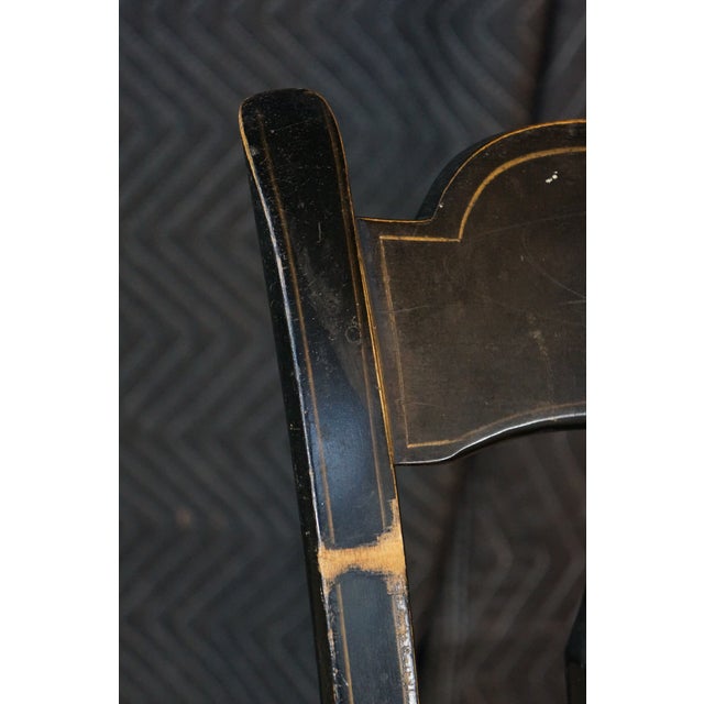 Black Attributed Vintage S. Bent & Bros Colonial Windsor Thumb Back Black Maple Side Chair For Sale - Image 8 of 14