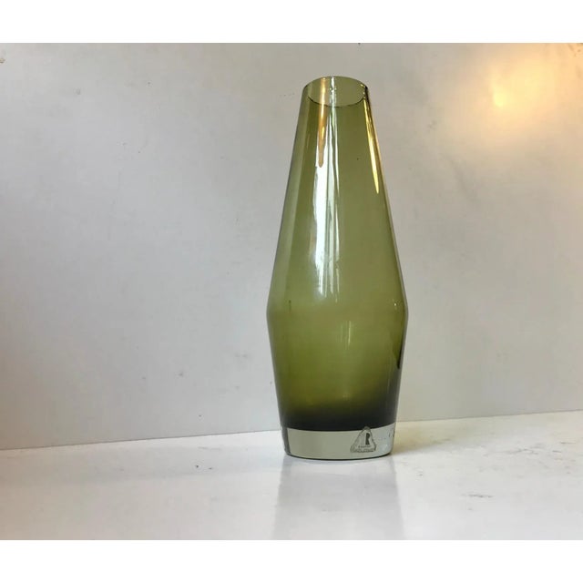 Glass Mid-Century Green Glass Vase by Tamara Aladin for Riihimaen Lasi Oy, 1970s For Sale - Image 7 of 7