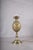 Gold-Toned Pineapple Table Lamp with White Pleated Shade, 1950s For Sale - Image 9 of 15