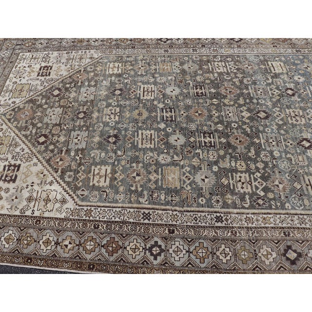 Textile Antique Persian Malayer Gallery Rug With Soft Blue Field Tribal Design 7'5"x18'0" For Sale - Image 7 of 16