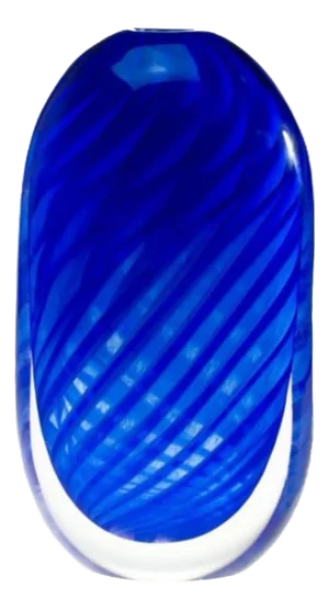 Modern Blue Oval Vase in Murano Glass by Yourmurano