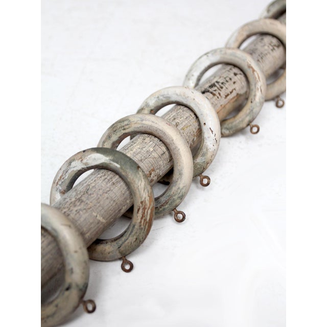 Antique Painted Wood Curtain Rod With Rings For Sale - Image 6 of 13
