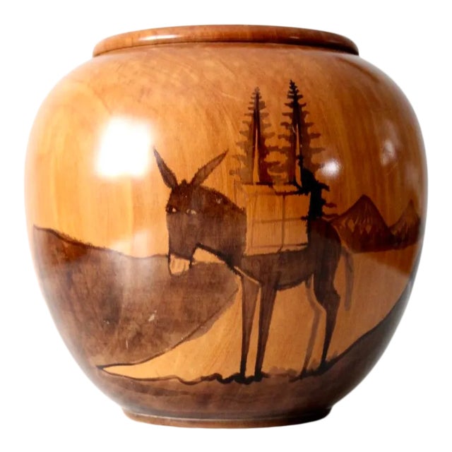 Vintage Southwestern Wood Vase For Sale