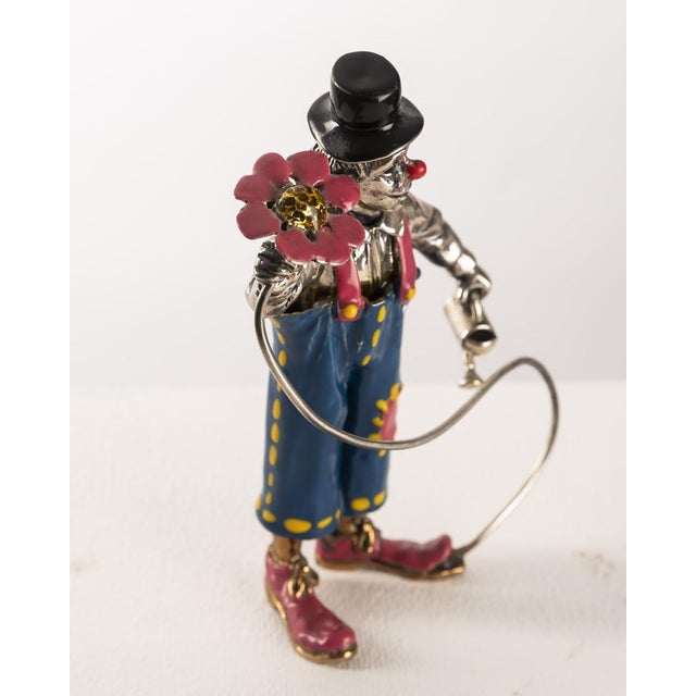 1970s Italian Clowns in Enamelled Sterling Silver from Sorini, Italy, 1970s, Set of 2 For Sale - Image 5 of 18