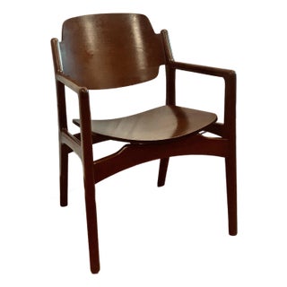 Vintage 1960s Michael Van Beuren Chair of Mahogany and Plywood Construction With Floating Seat, Includes Brand Label For Sale