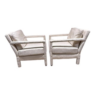 Pair of Parsons Chairs Attributed to Milo Baughman Post Modern For Sale