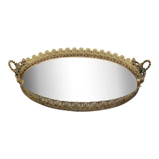 Vintage French Mirrored Vanity Tray For Sale