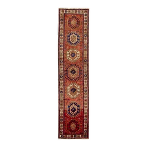 Vintage Heriz Hanmade Rust Persian Wool Runner